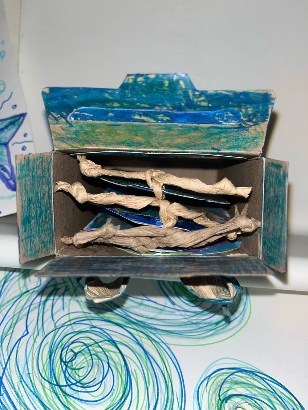 1of a kind new upcycled Handmade Mermaid ocean Mixed-Media treasure art card box